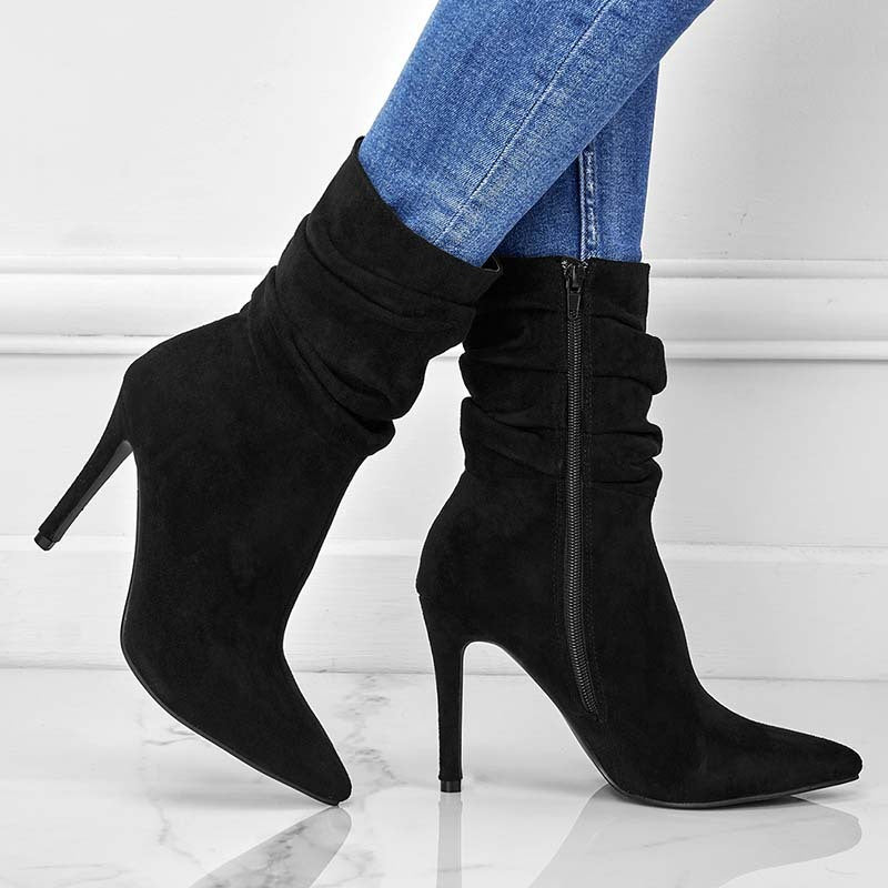 Buy Suede-Pointed High Heels Boots