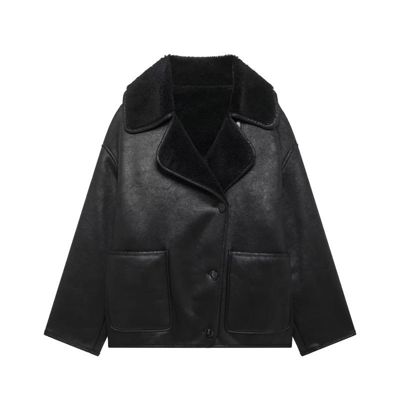 Latest stylish retro fur women’s coat.