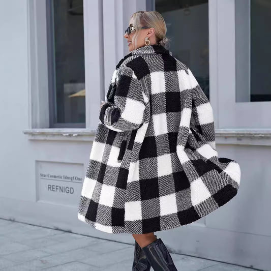 Buy stylish plaid long women’s coat