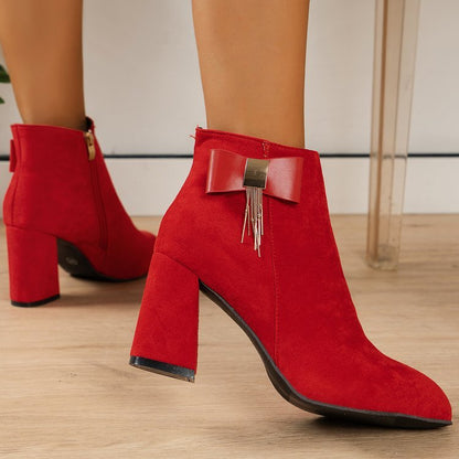 Buy red bow heeled boot