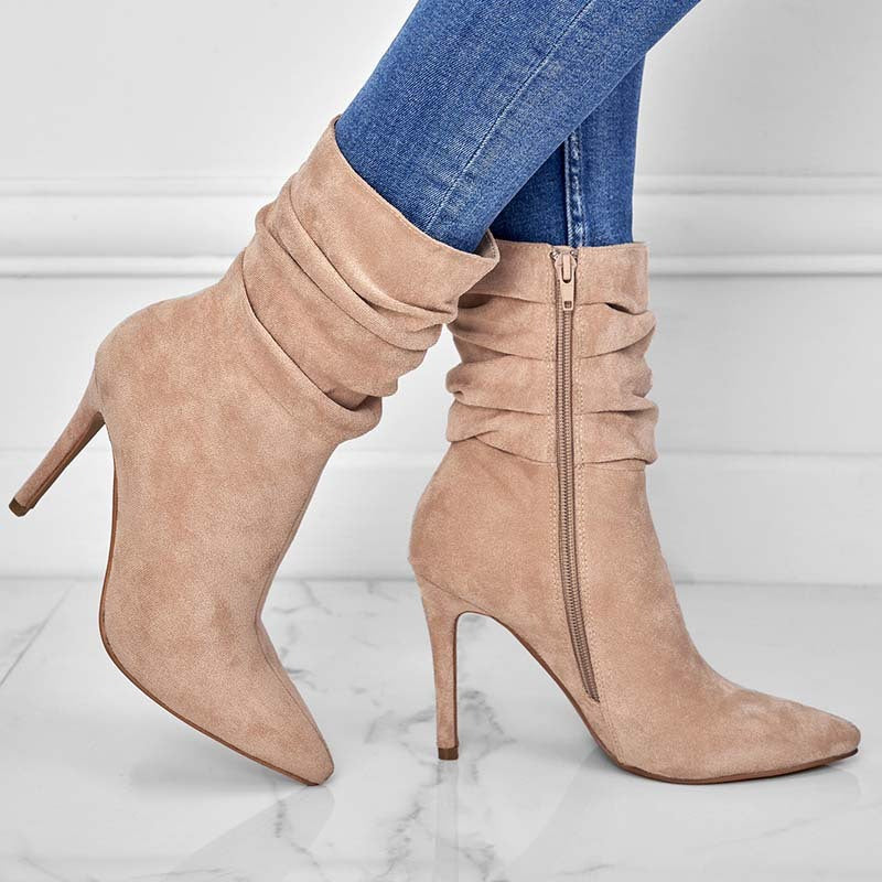 Buy Suede-Pointed High Heels Boots