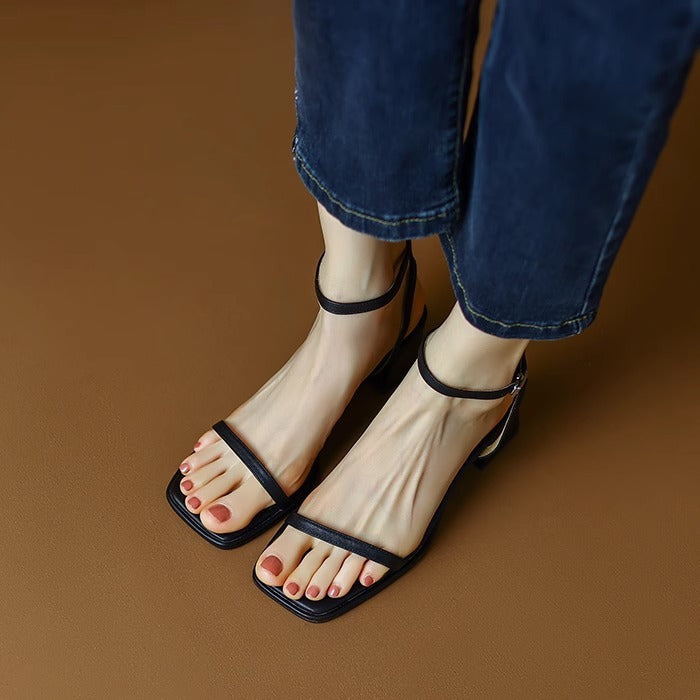 Sleek Noir Sandals