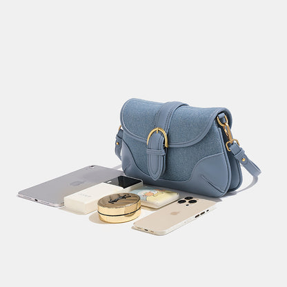 Shop Retro Denim Blue Underarm Bag Women