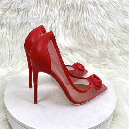 Buy Red Stiletto Heels with Floral Detail Online