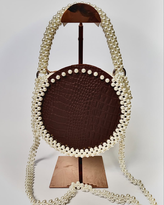 Croc Textured Beaded Bag