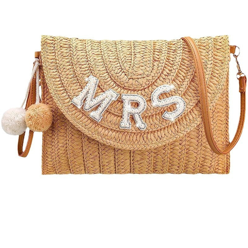 Buy Elegant bridal straw shoulder bag online