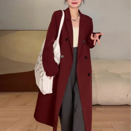 BUY elegant red woolen suit coat.