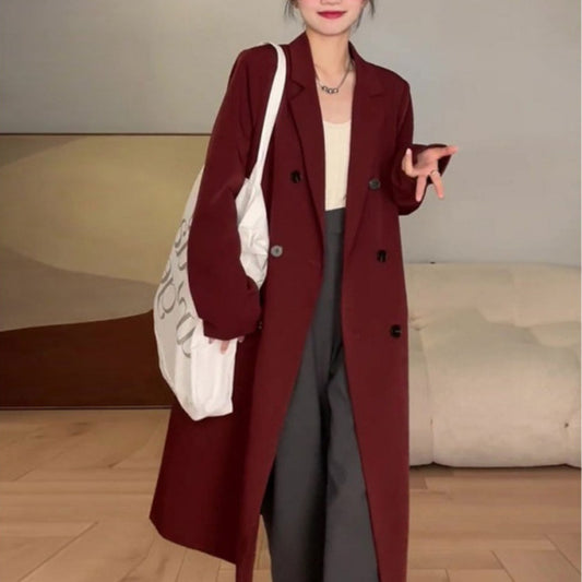 BUY elegant red woolen suit coat.