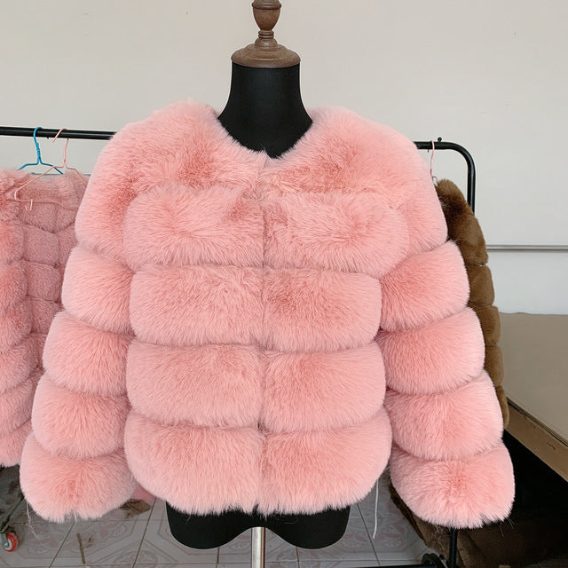 Latest chic stitching women’s fur coat